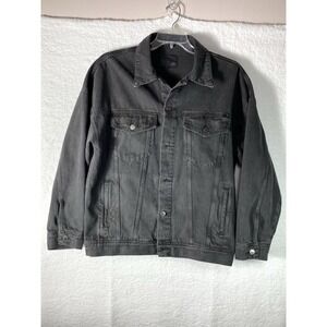 AG Adriano Goldschmied Jacket Mens Large Black Denim Trucker Cotton